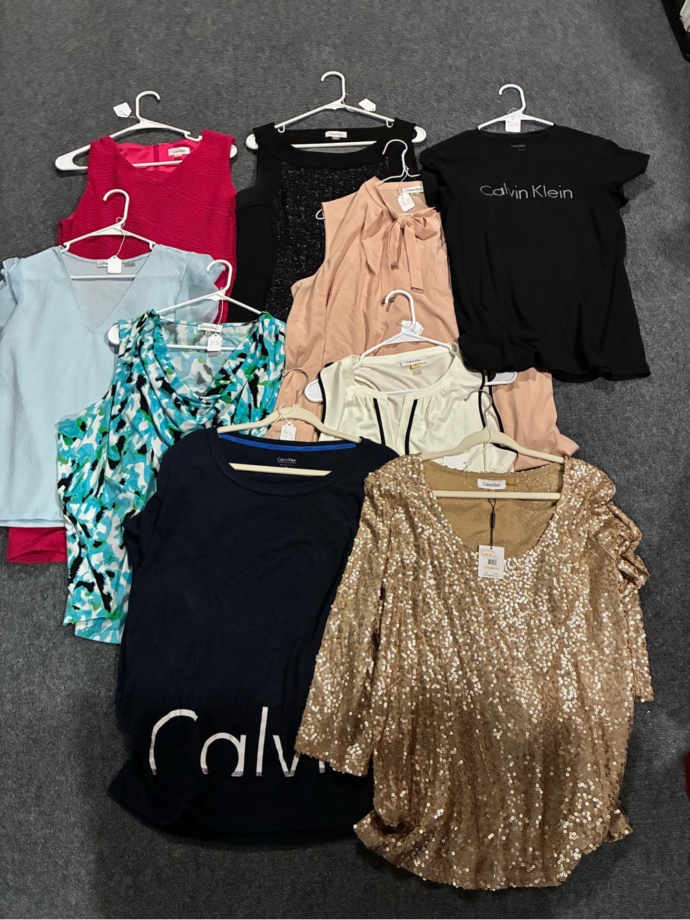 🚨Lot/9 CALVIN KLEIN 2 Dresses & 7 Tops (9 Total Items) 1 NWT